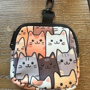 Kawai Cat Print Mini pouch Coin purse Keychain zippered Small NEW